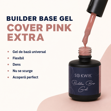 Gel de baza SoKwik Builder Rubber Base Gel Cover Pink Extra 15ml [2]