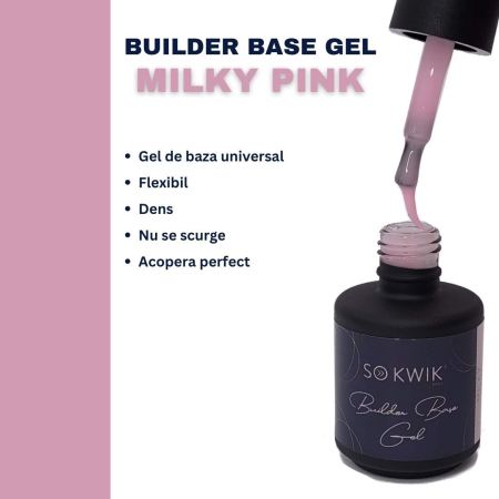 Gel de baza SoKwik Builder Rubber Base Gel Milky Pink 15ml [3]