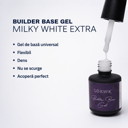 Gel de baza rubber builder SoKwik Milky White Extra 15ml [2]