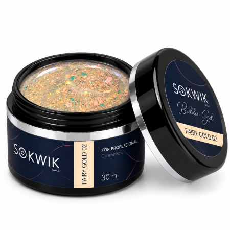 Geluri de constructie - Gel de Constructie SoKwik Fantasy Collection Fairy Gold 02 30ml Auriu cu Sclipici Fin TPO Free si Hema Free