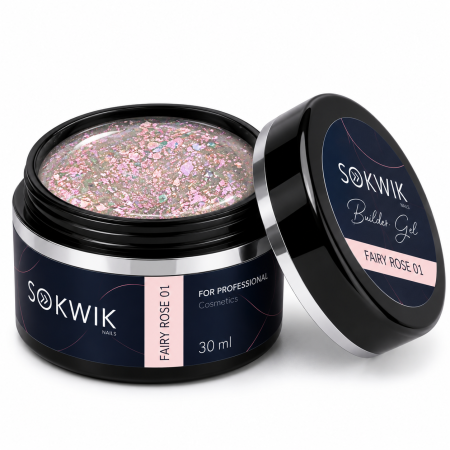 Gel de Constructie SoKwik Fantasy Collection Fairy Rose 01 30ml Roz cu Sclipici Fin TPO Free si Hema Free [1]