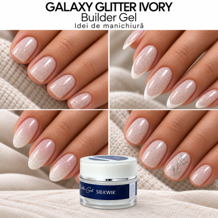 Gel de Constructie SoKwik Builder Gel Galaxy Glitter Ivory 15ml Sidefat TPO Free si Hema Free [2]
