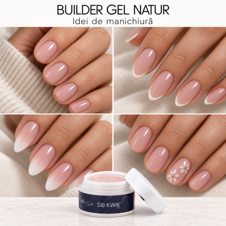 Gel de Constructie SoKwik Builder Gel Natur 50ml Roz Natural Low-Heat [2]