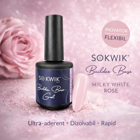 Gel de baza SoKwik Builder Rubber Base Gel Milky White Rose 15ml [2]