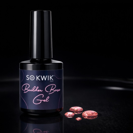 Gel de baza SoKwik Builder Rubber Base Gel Rose Flakes 15ml [3]
