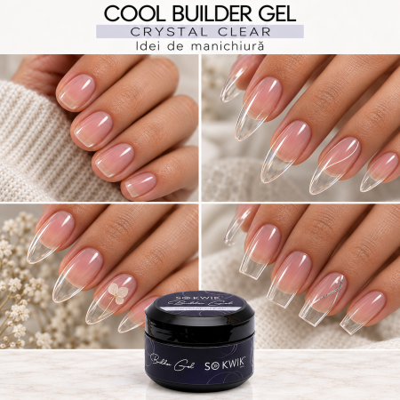 Gel de Constructie SoKwik Cool Builder Gel Crystal Clear 50ml Transparent TPO Free si Hema Free [2]