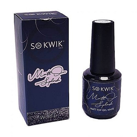 Geluri de luciu - SoKwik - MattON Splash Matt Top Gel White Glitter (15ml)