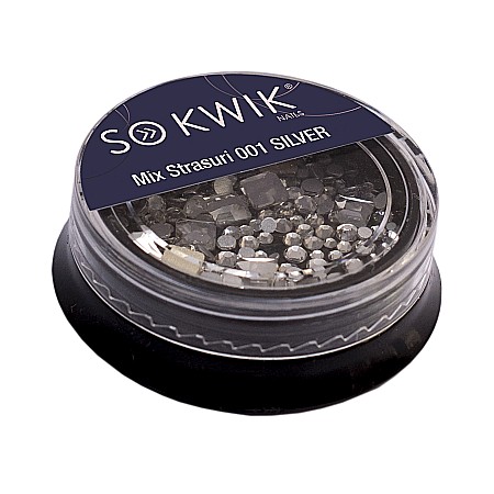 Ornamente - SoKwik - Mix Strasuri 001 SILVER (10mari+50mici)