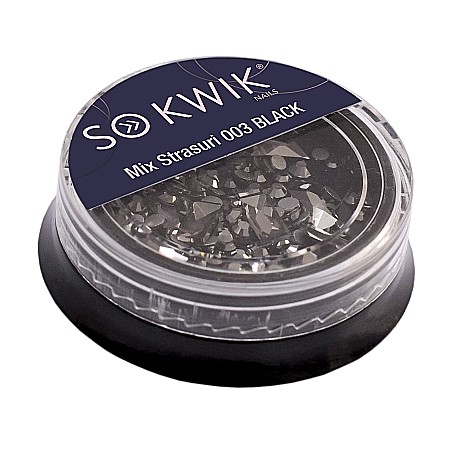 Ornamente - SoKwik - Mix Strasuri 003 BLACK (10mari+50mici)