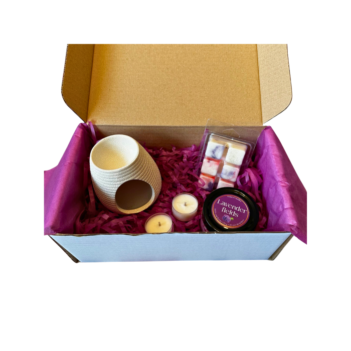 BEIGE SERENITY BOX, Golden Smoke, pachet cadou cu lumanare parfumata 70g, wax melt 80g, difuzor ceramic, lumanari pastila, Solara Candles [5]