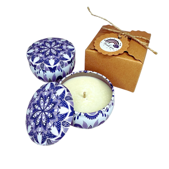 Lumanare parfumata din ceara de soia intr-un recipient colorat in stil marocan [6]