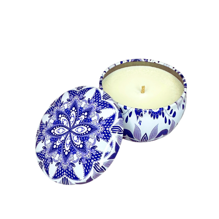 Lumanare parfumata din ceara de soia intr-un recipient colorat in stil marocan [2]