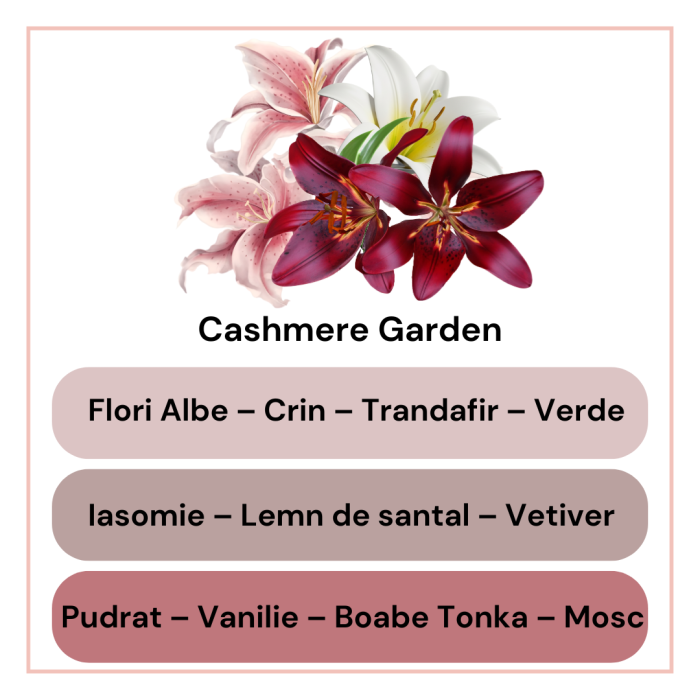 Difuzor de Cameră cu Bețișoare Cashmere Garden – Flori Albe, Iasomie & Vanilie | 100 ml [2]