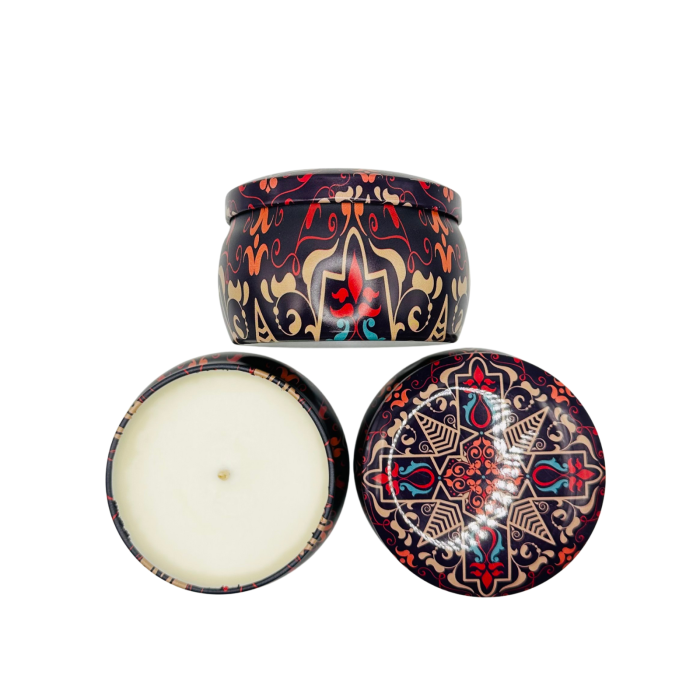 Lumanare parfumata din ceara de soia intr-un recipient colorat in stil marocan [2]