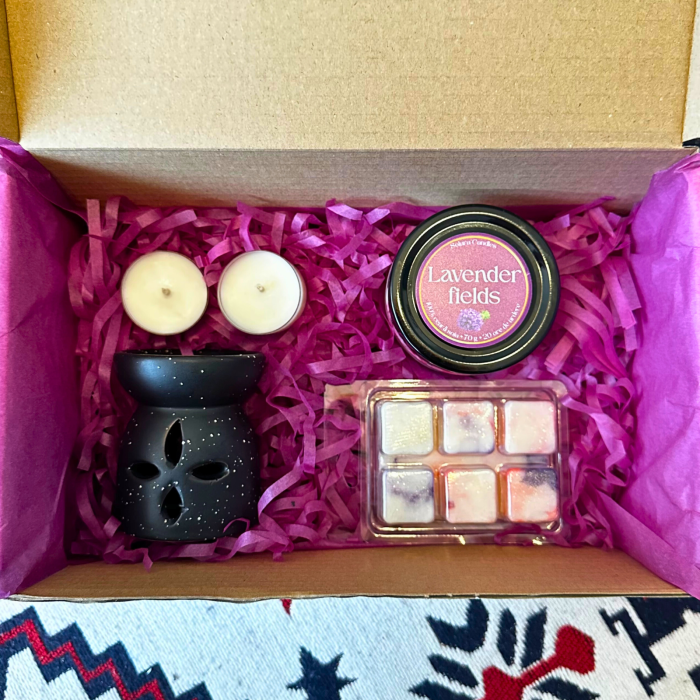 DARK SERENITY BOX, Plum & Rhubarb, pachet cadou cu lumanare parfumata 70g, wax melt 80g, difuzor ceramic, lumanari pastila, Solara Candles - Copie [4]