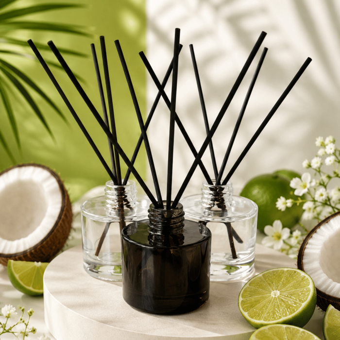 Odorizant camera betisoare TROPICAL BLANC, cocos si lime, 100ml recipient sticla, Solara Candles Cluj [5]