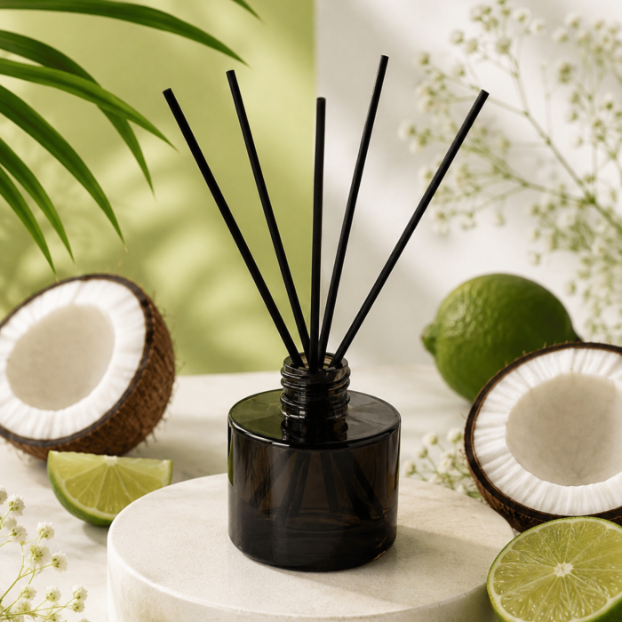 Odorizant camera betisoare TROPICAL BLANC, cocos si lime, 100ml recipient sticla, Solara Candles Cluj [6]