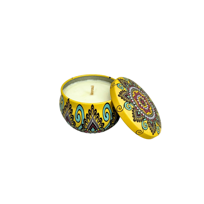 Lumanare parfumata din ceara de soia intr-un recipient colorat in stil marocan [2]