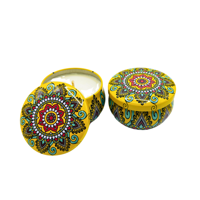 Lumanare parfumata din ceara de soia intr-un recipient colorat in stil marocan [4]