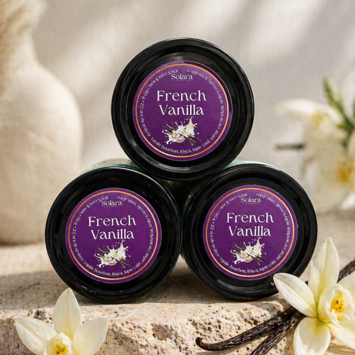 French Vanilla, marmura, verde, 90g, ardere 22 h, lumanare parfumata din ceara de soia, Solara Candles - Copie [3]