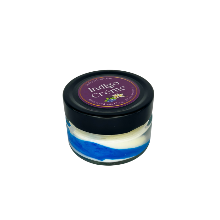 Lumanare parfumata colorata albastru intr-un borcan de sticla cu capac negru [3]