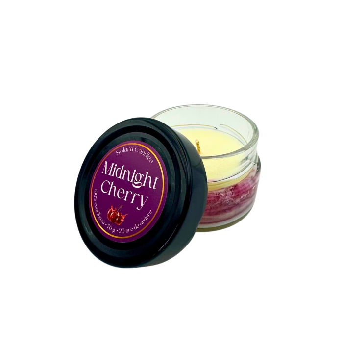 MIDNIGHT CHERRY, marmura, roz, mov,70g, ardere 20 h, lumanare parfumata din ceara de soia, Solara Candles [2]