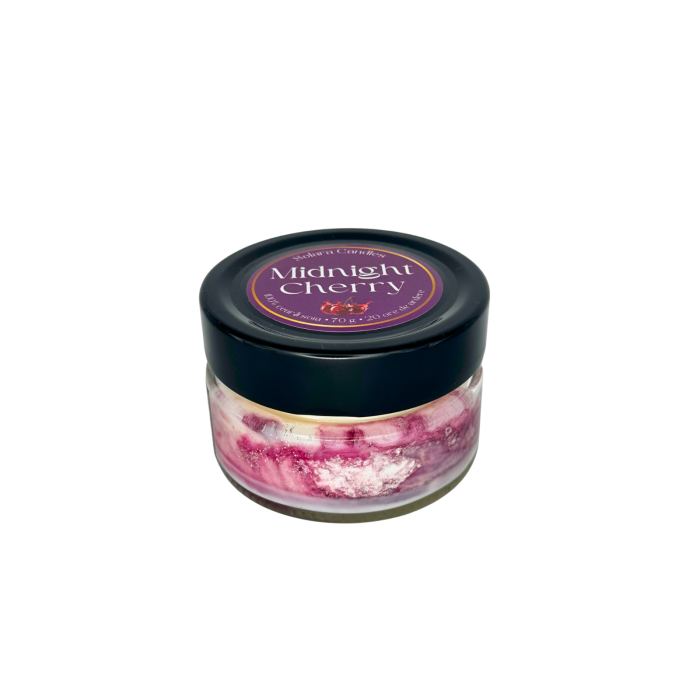 MIDNIGHT CHERRY, marmura, roz, mov,70g, ardere 20 h, lumanare parfumata din ceara de soia, Solara Candles [3]