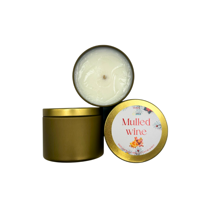 Lumanare parfumata din ceara de soia intr-un recipient metalic auriu mat [6]