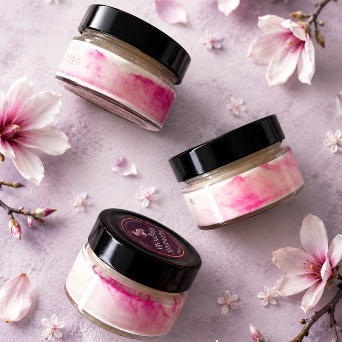 Lumanare parfumata Romantic Magnolia 90g efect marmura roz, ceara soia naturala Solara Candles Cluj [4]
