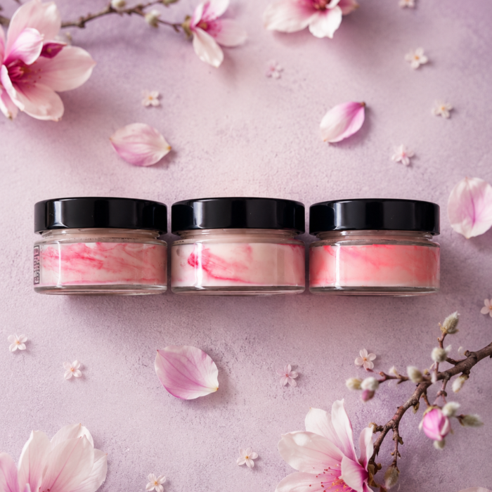 Lumanare parfumata Romantic Magnolia 90g efect marmura roz, ceara soia naturala Solara Candles Cluj [3]