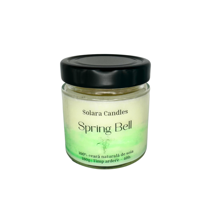 SPRING BELL, efect marmura, verde, 180g, ardere 40 h, lumanare parfumata din ceara de soia, Solara Candles [3]
