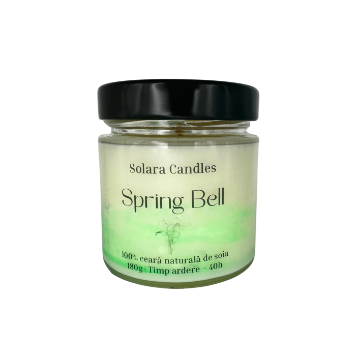 SPRING BELL, efect marmura, verde, 180g, ardere 40 h, lumanare parfumata din ceara de soia, Solara Candles [2]