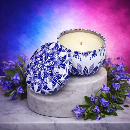 Lumanari parfumate - Lumanare parfumata din ceara de soia intr-un recipient colorat in stil marocan