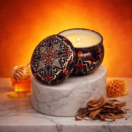Lumanari parfumate - Lumanare parfumata din ceara de soia intr-un recipient colorat in stil marocan
