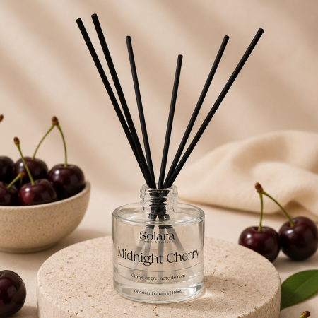 Odorizante - Odorizant camera betisoare Midnight cherry, cirese negre, 100ml recipient sticla, Solara Candles Cluj