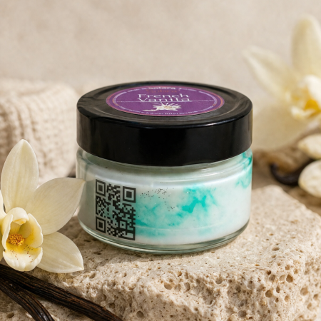 Dulce - French Vanilla, marmura, verde, 90g, ardere 22 h, lumanare parfumata din ceara de soia, Solara Candles - Copie