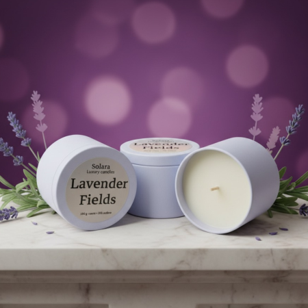 Metalice - Lumanare parfumata din ceara de soia intr-un recipient metalic alb mat