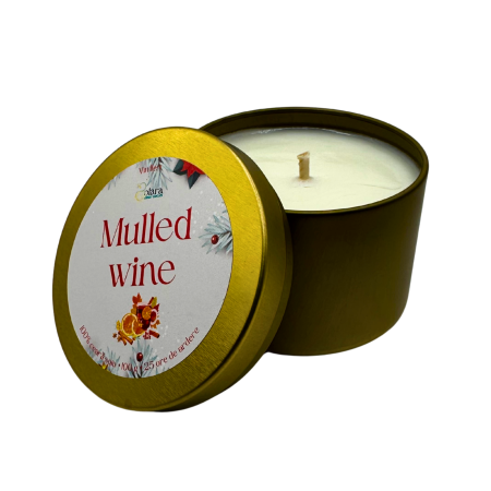 Metalice - Lumanare parfumata din ceara de soia intr-un recipient metalic auriu mat