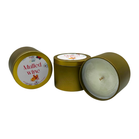 Lumanare parfumata din ceara de soia intr-un recipient metalic auriu mat [5]