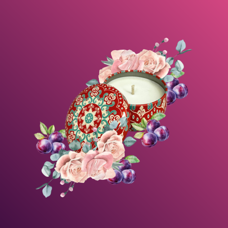 Marocan - Lumanare parfumata din ceara de soia intr-un recipient colorat in stil marocan