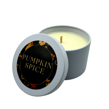 Lumanare parfumata din ceara de soia intr-un recipient metalic alb mat [1]