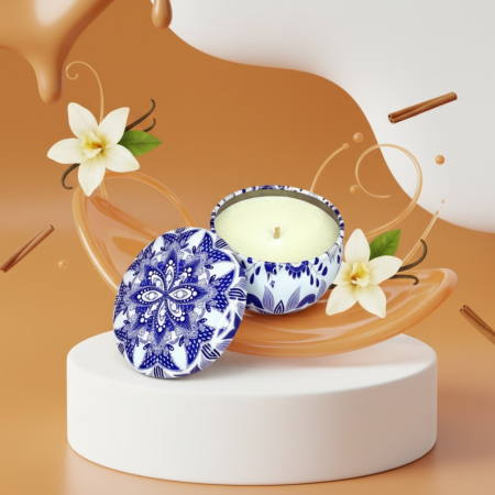 Metalice - Lumanare parfumata din ceara de soia intr-un recipient colorat in stil marocan