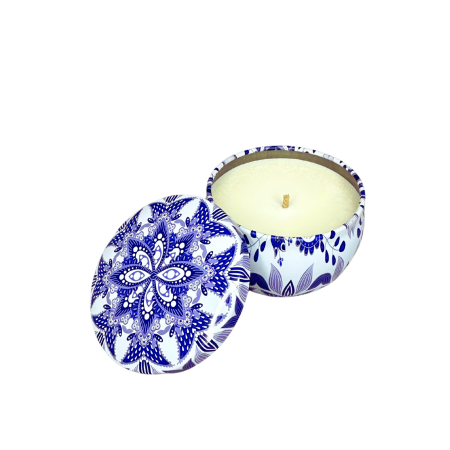 Lumanare parfumata din ceara de soia intr-un recipient colorat in stil marocan [1]