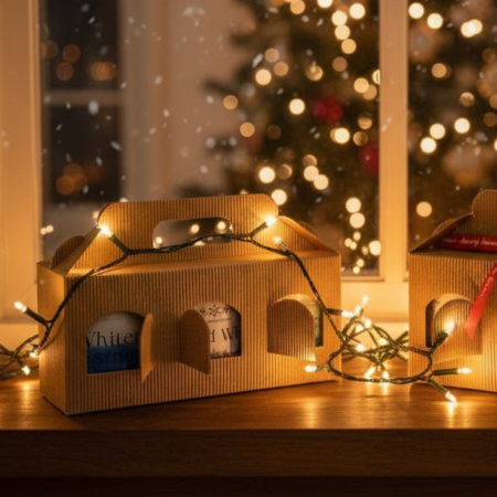 Pachete - Trei lumanari parfumate de craciun intr-un pachet elegant