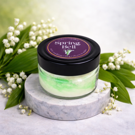 Florale - SPRING BELL, efect marmura, verde, 70g, ardere 20 h, lumanare parfumata din ceara de soia, Solara Candles