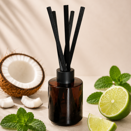 Odorizant camera betisoare TROPICAL BLANC, cocos si lime, 100ml recipient sticla, Solara Candles Cluj