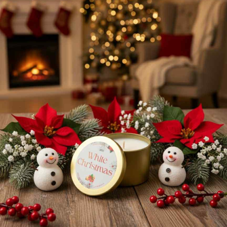 Metalice - Lumanare parfumata din ceara de soia intr-un recipient metalic auriu mat