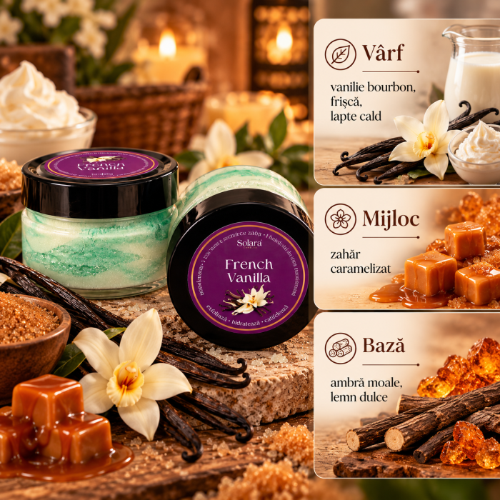 Lumanare parfumata French Vanilla 90g efect marmura verde, ceara naturala de soia, Solara Candles Cluj [2]