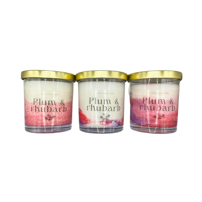 Lumanare parfumata Plum Rhubarb 200g recipient sticla transparenta, ceara soia naturala, Solara Candles [9]