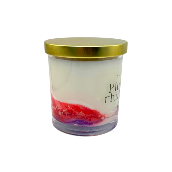 Lumanare parfumata Plum Rhubarb 200g recipient sticla transparenta, ceara soia naturala, Solara Candles [4]